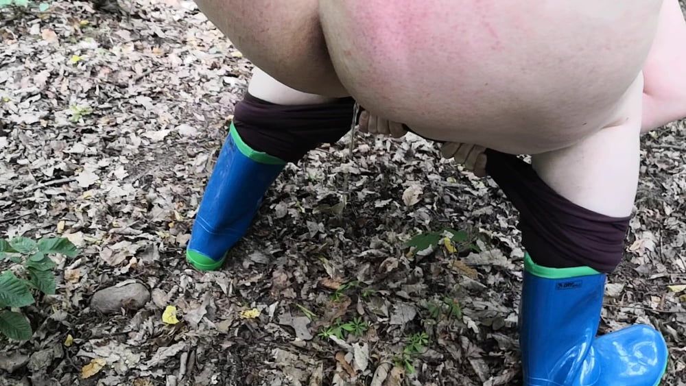 Peeing in rubber boots #14