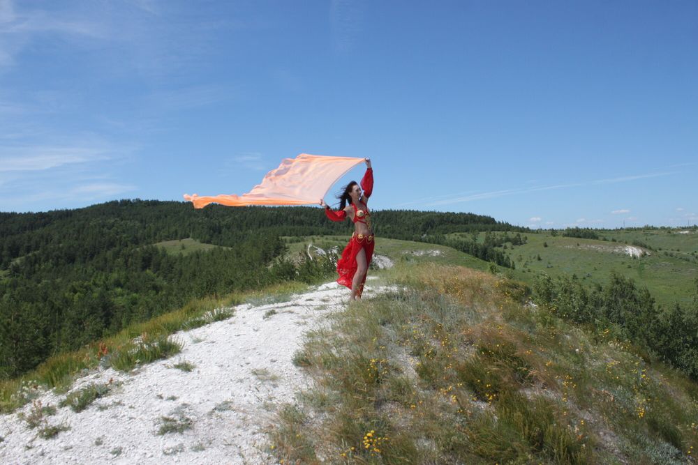 On top with an orange shawl #21