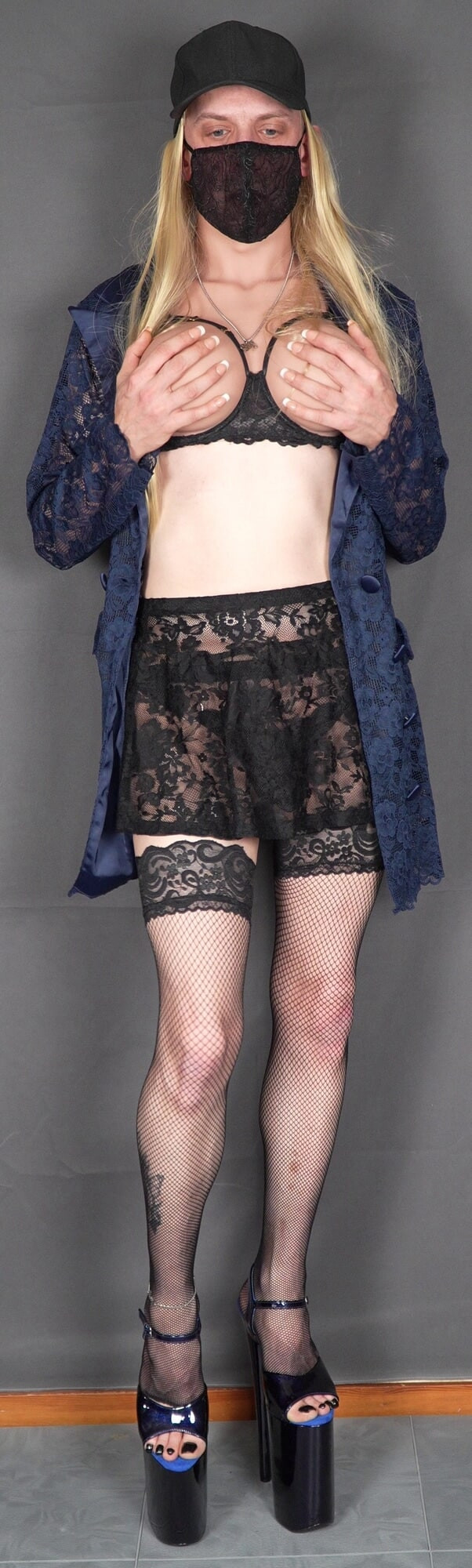 Blue Lace Dress And Heels #48
