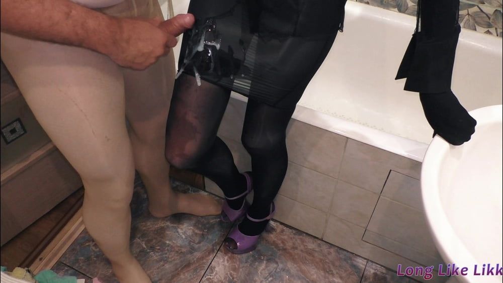 Mega cumshot on black skirt  #32