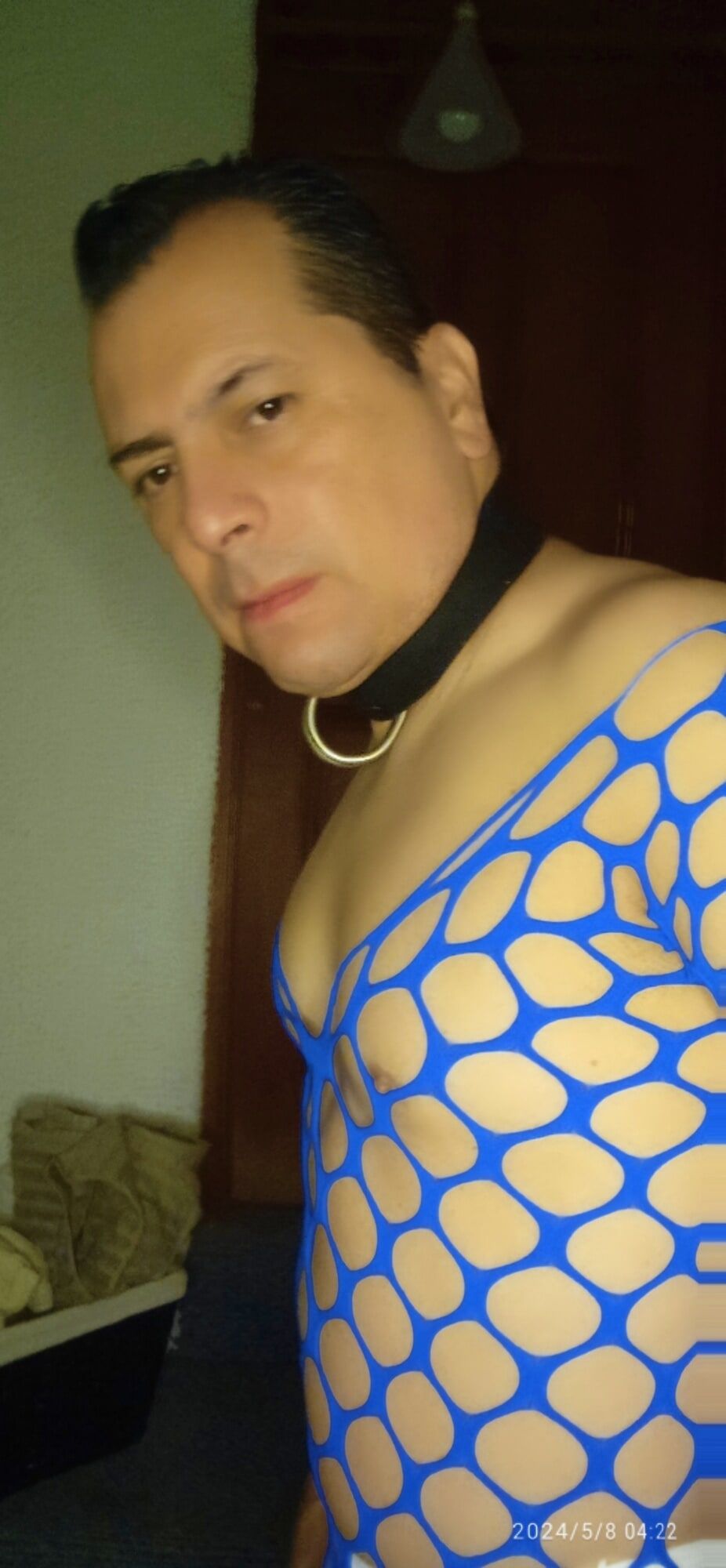 My new blue fishnet lingerie 