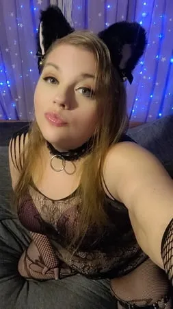 sexy goth kitty cosplay with ears and tail         