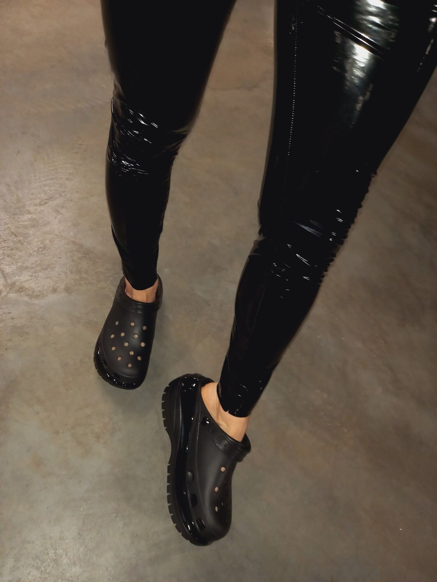 crocs and latex leggings #9