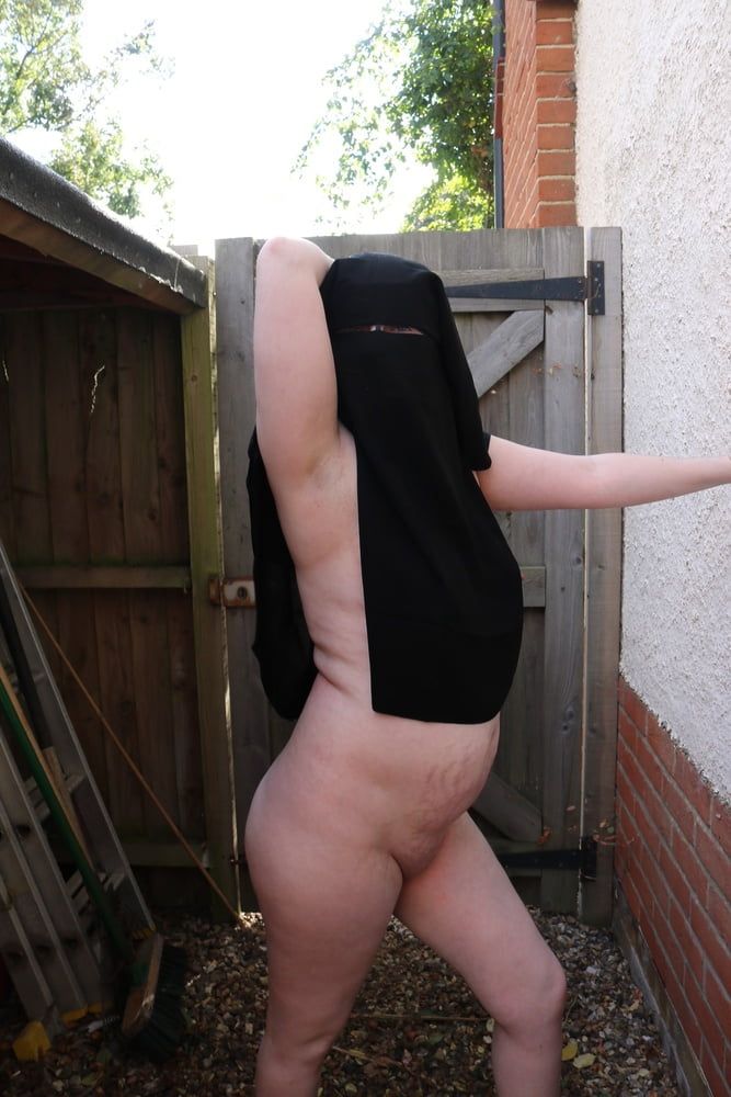 Niqab Flashing  nude in the yard #27
