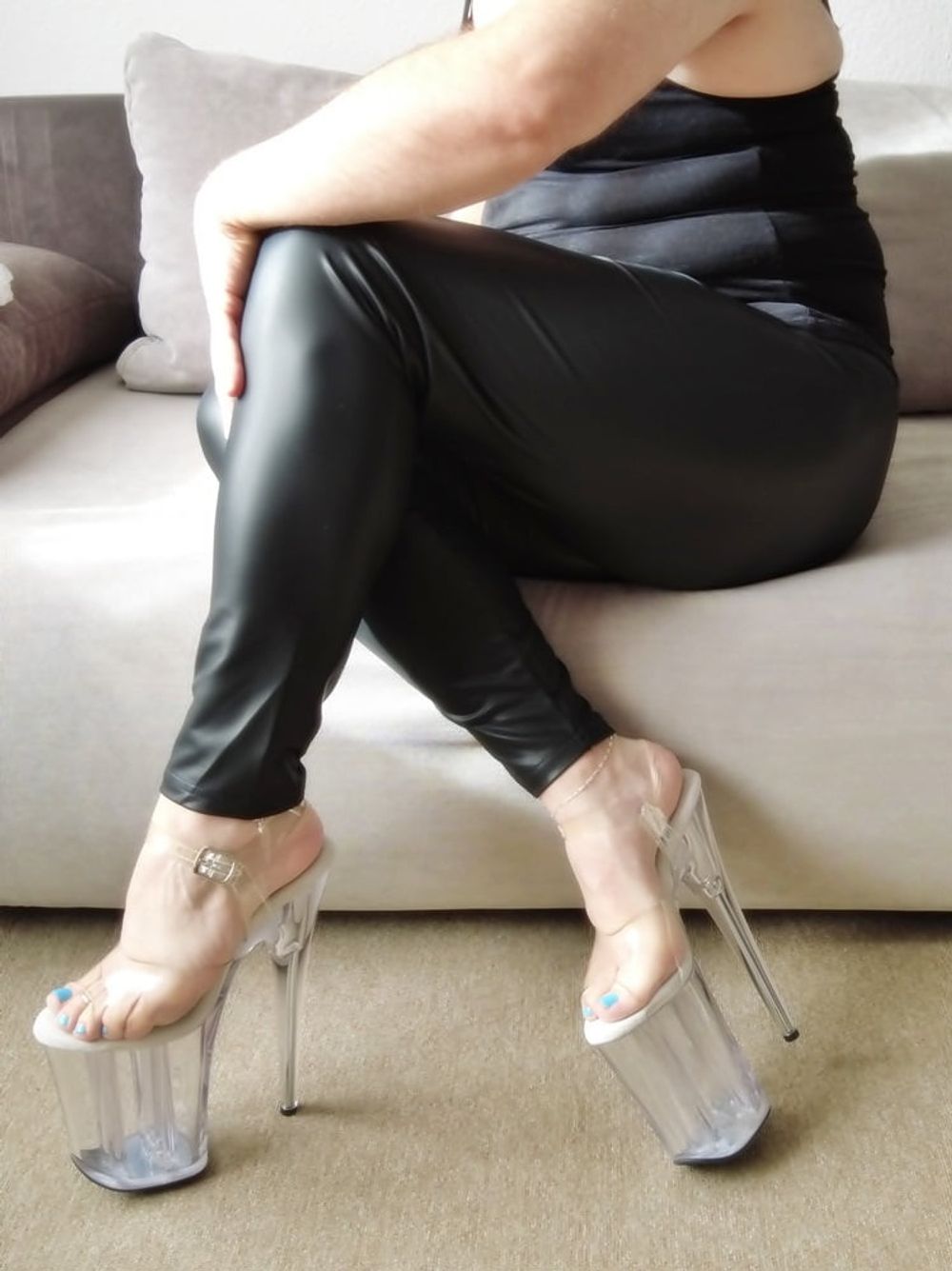 Clear High Heels And Black Leggings #9