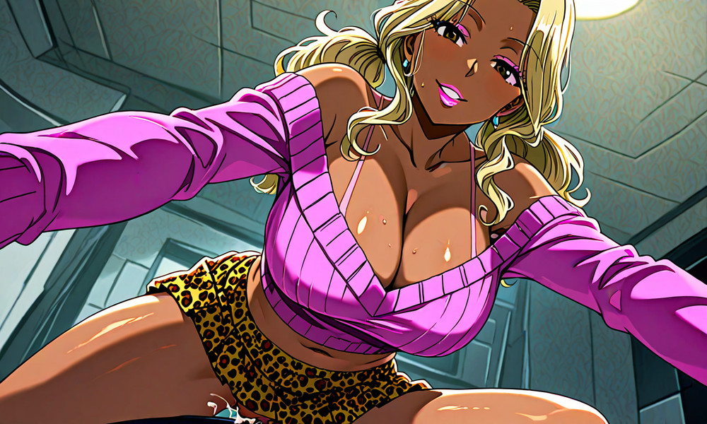 Tanned Milf With HUGE Boobies in Pink Sweater #13