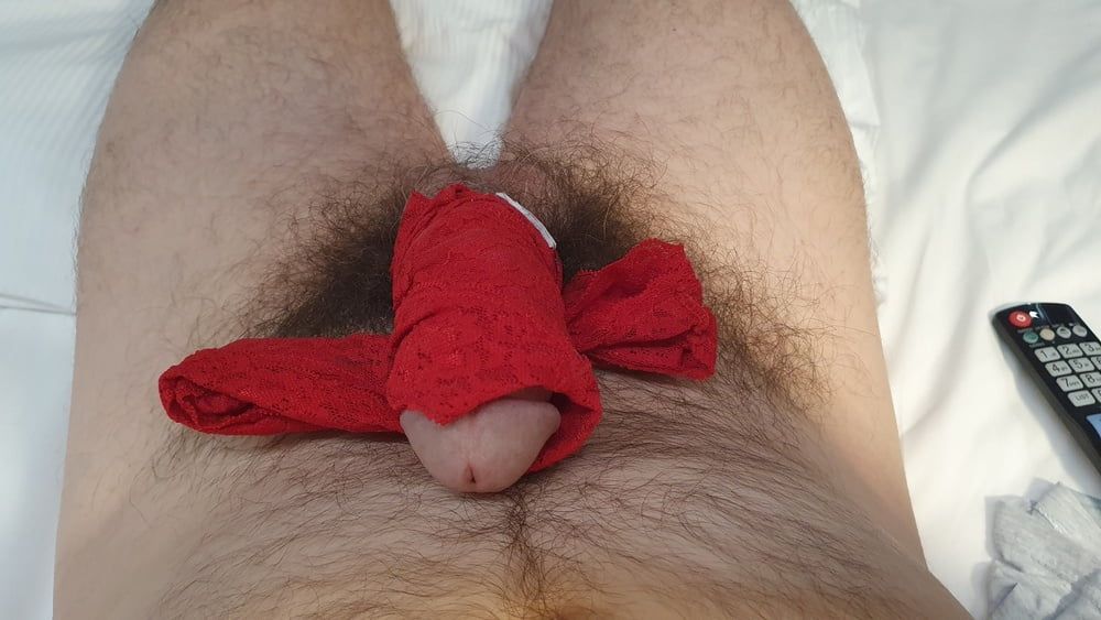 Cum on the red panties of my girlfriend  #7