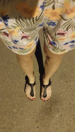 Teen chubby crossdresser outdoors.