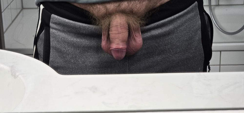 My big uncut cock in the mirror #5