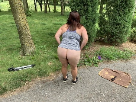 sexy bbw outdoors at the park         