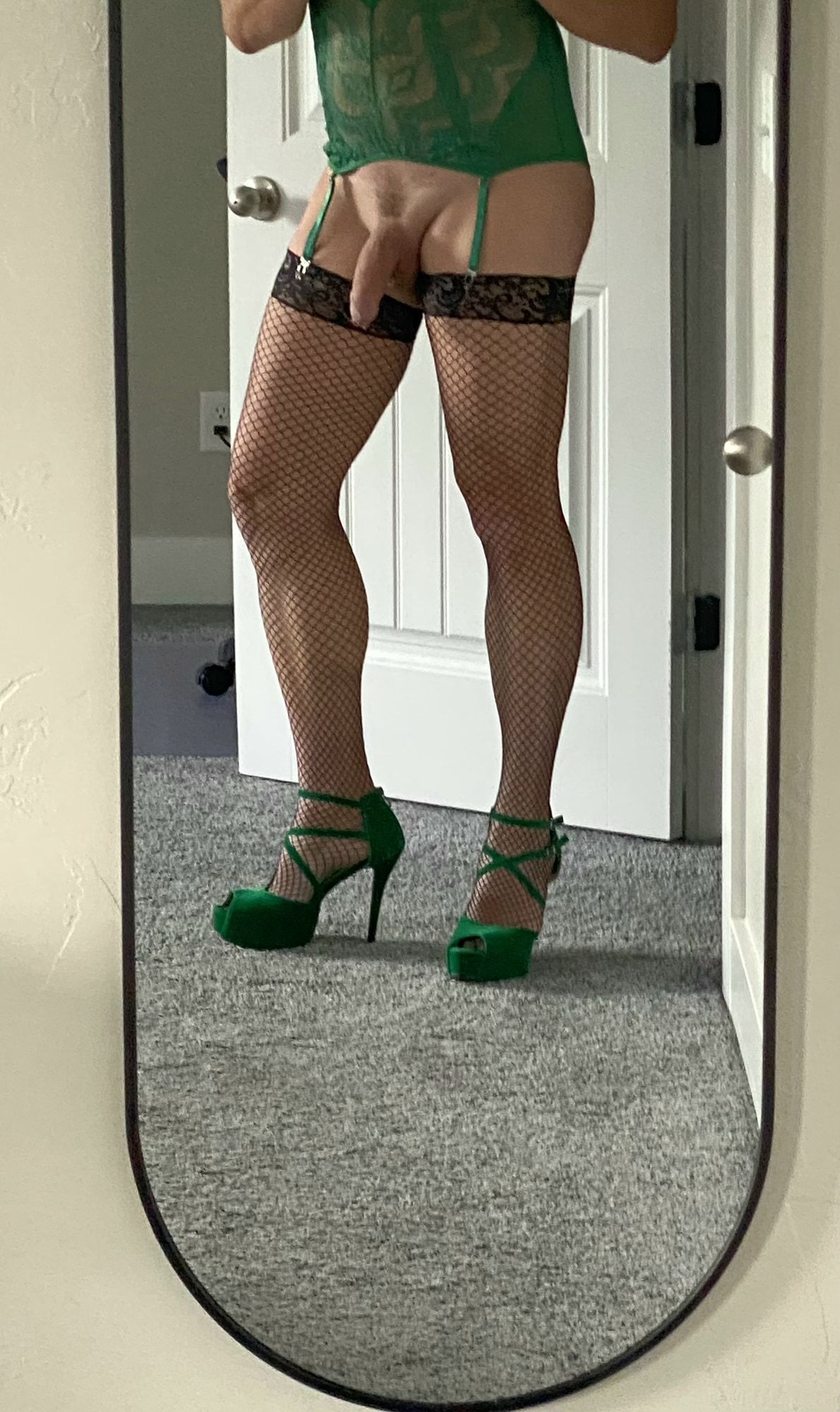 Green Lingerie and Heels seduction #21