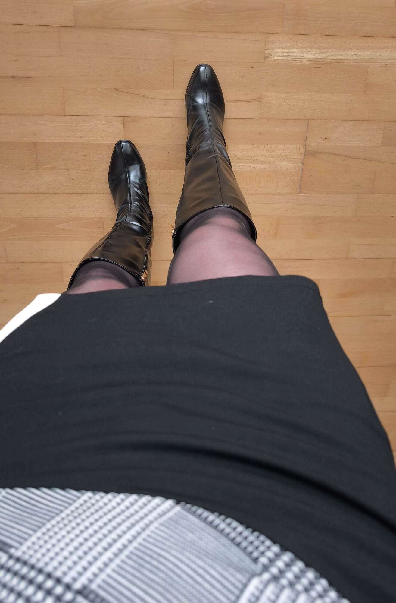Black pantyhose and lovely short dress #45