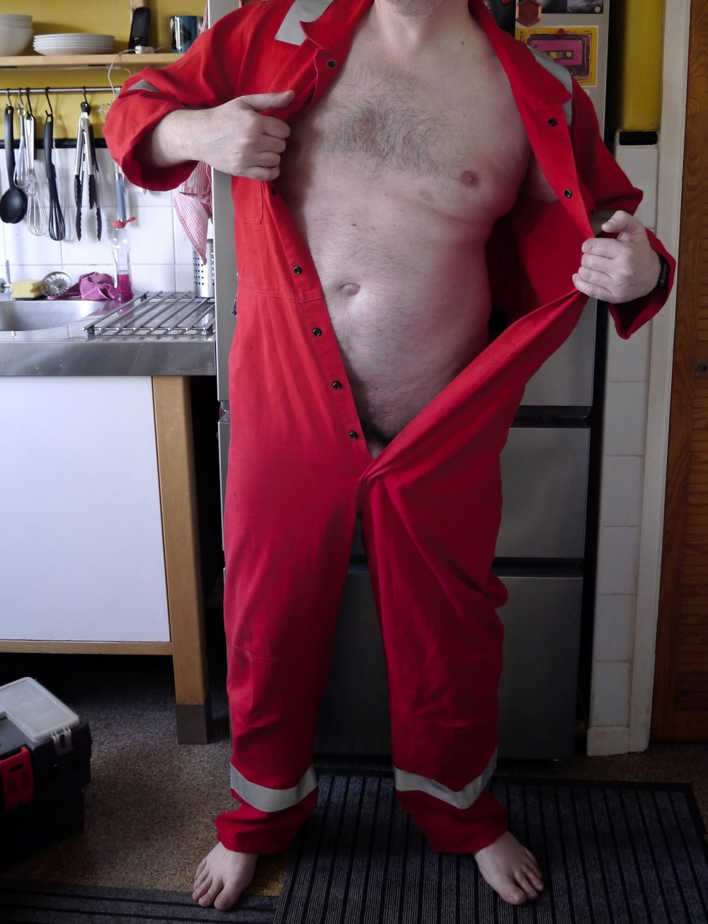 Plumber strips from overalls. #18