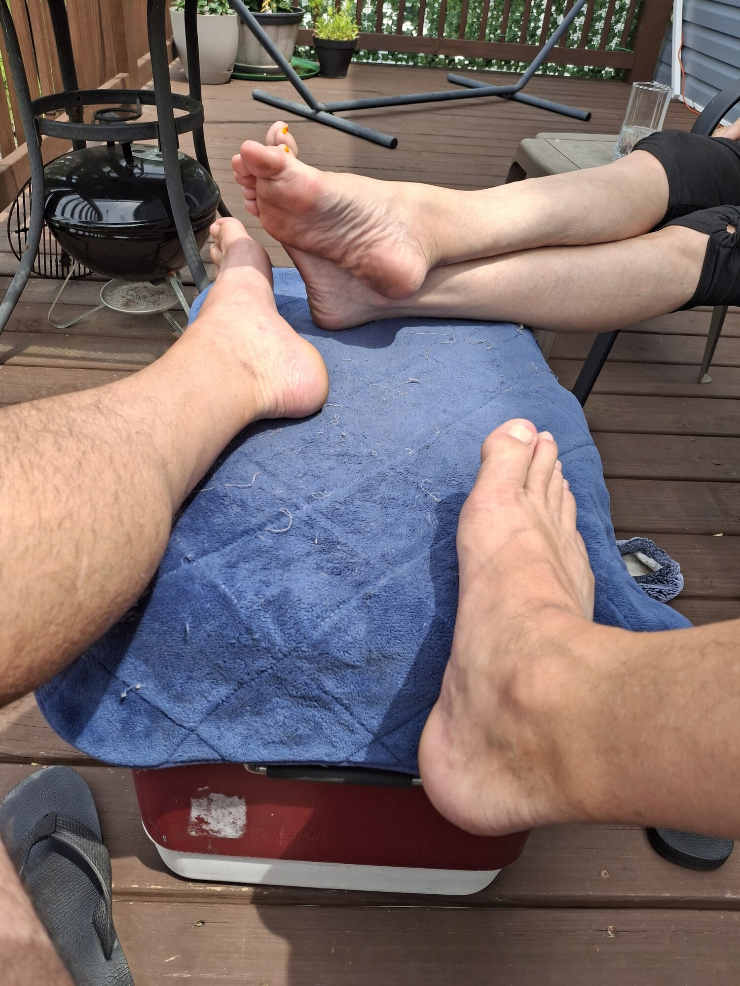Playing footsie with my ne feet on a nice sunny day