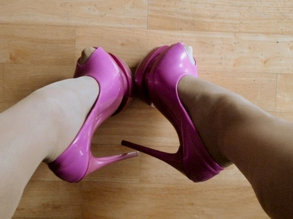 pinks platform heels and nylon heels  #7