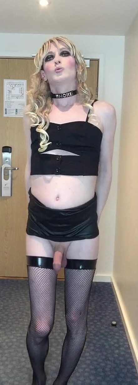 Sissy Crossdresser In Black Slut Outfit Posing  #12