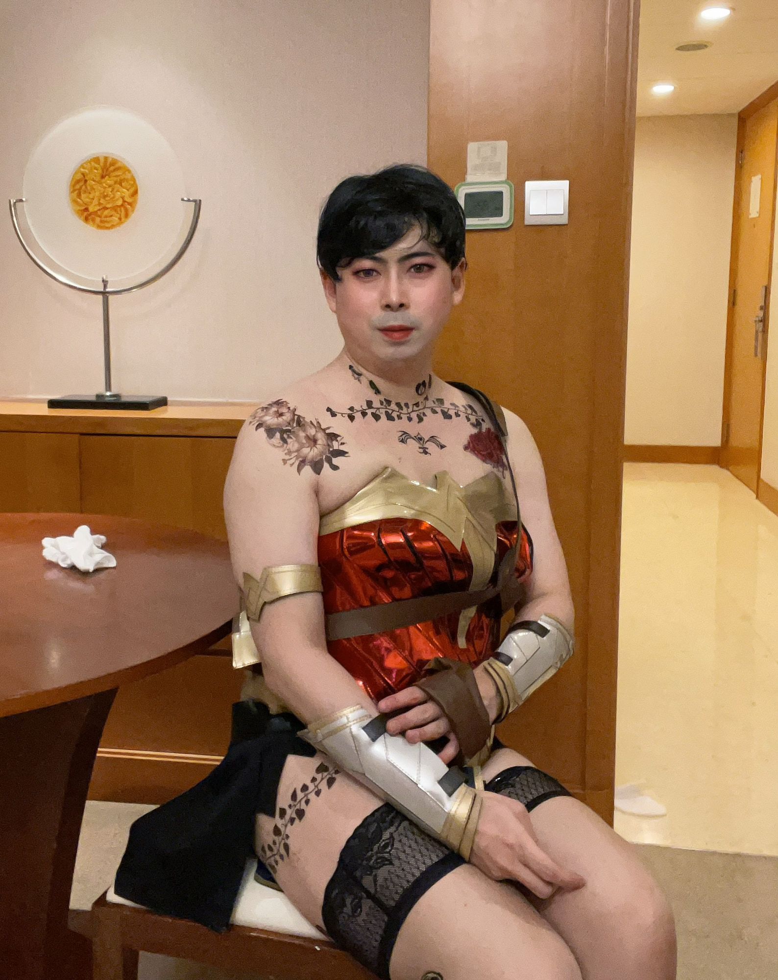 Asian sissy slut in wonder woman custome with tattoo #31