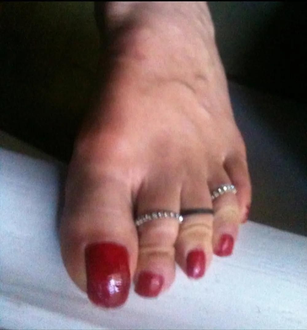 red toenails mix (older, dirty, toe ring, sandals mixed). #47