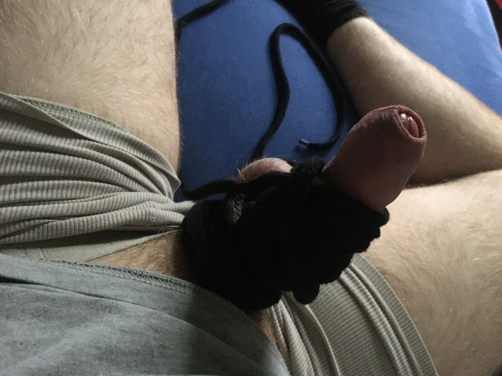 Hairy Cock And Balls Bound With Long Cord  #42