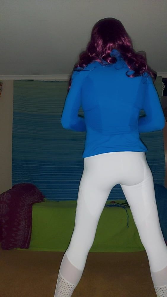 White pants and blue top #21