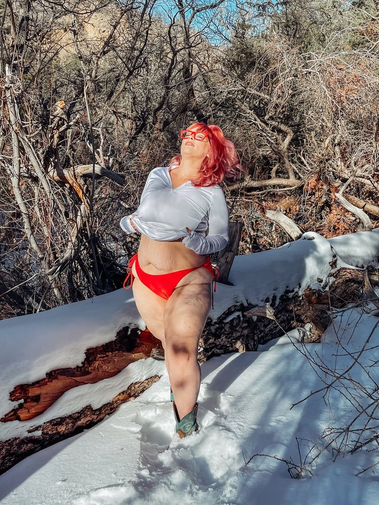 Deeper in the woods Naked and bent over in the snow #18