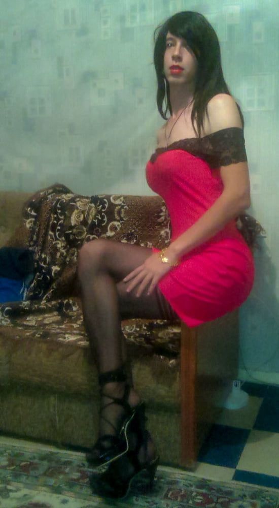 Crossdresser whore in red dress vladasexytrans