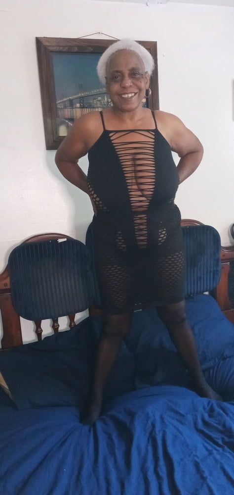 Wife Dressed In Black Crotchless Pantyhose