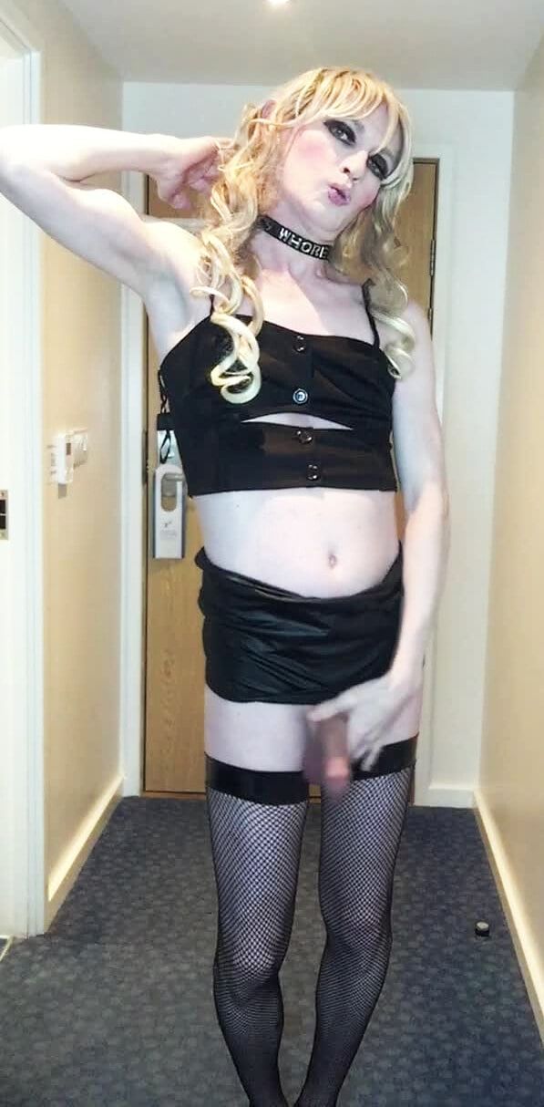 Sissy Crossdresser In Black Slut Outfit Posing  #29