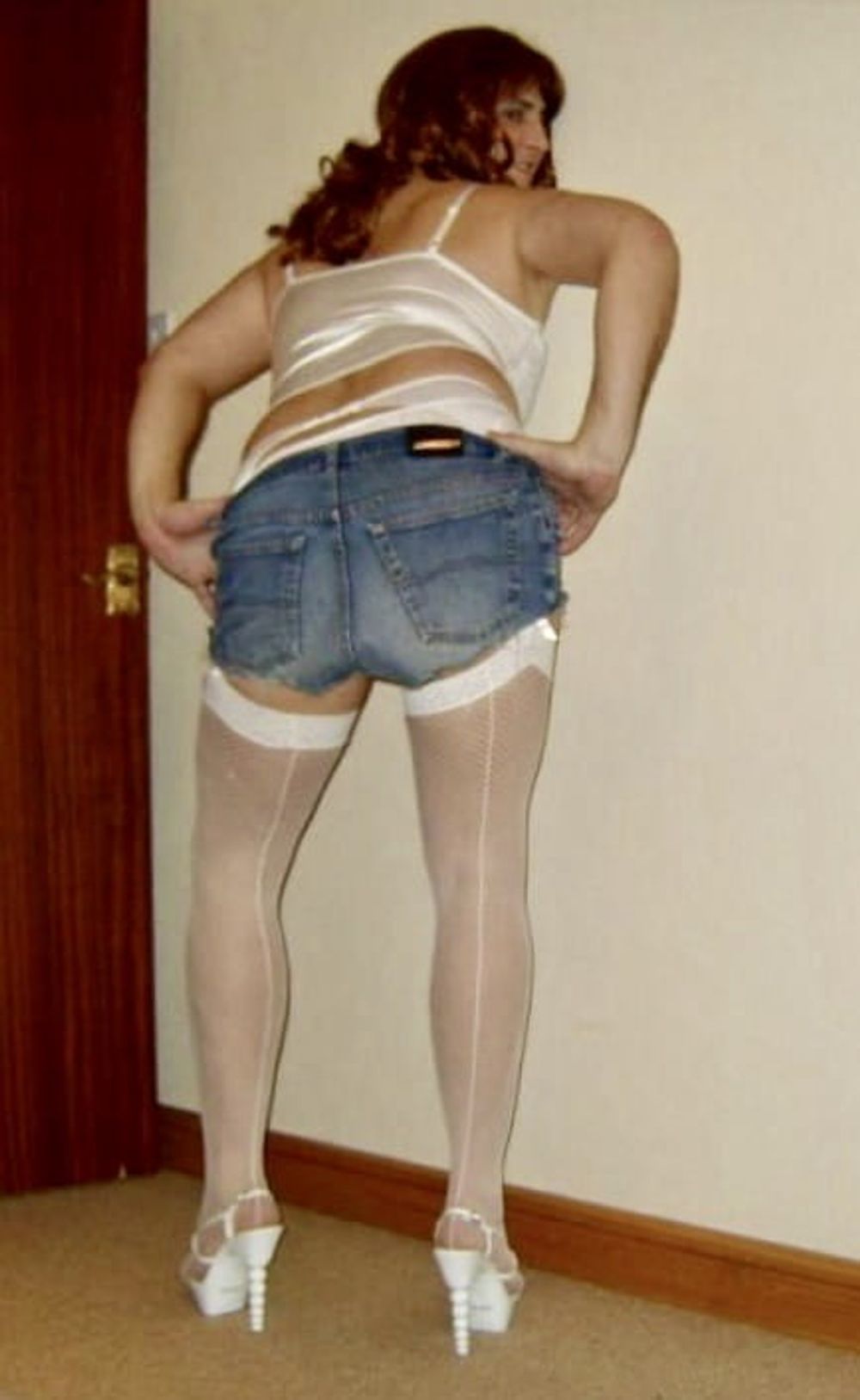 Denim Shorts and Fishnet Stocking #7