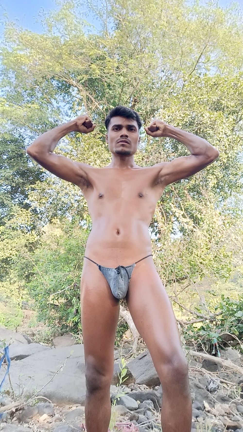 Full body oil up naked in outdoor  #2