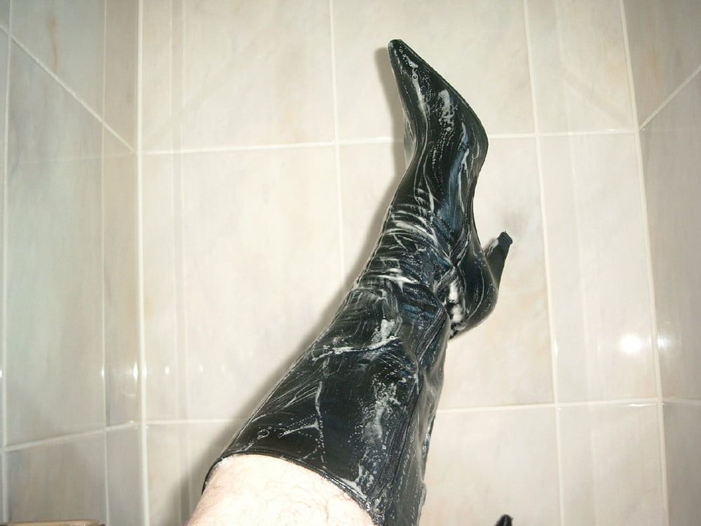 Fun with Leather Boots in the Tub #3
