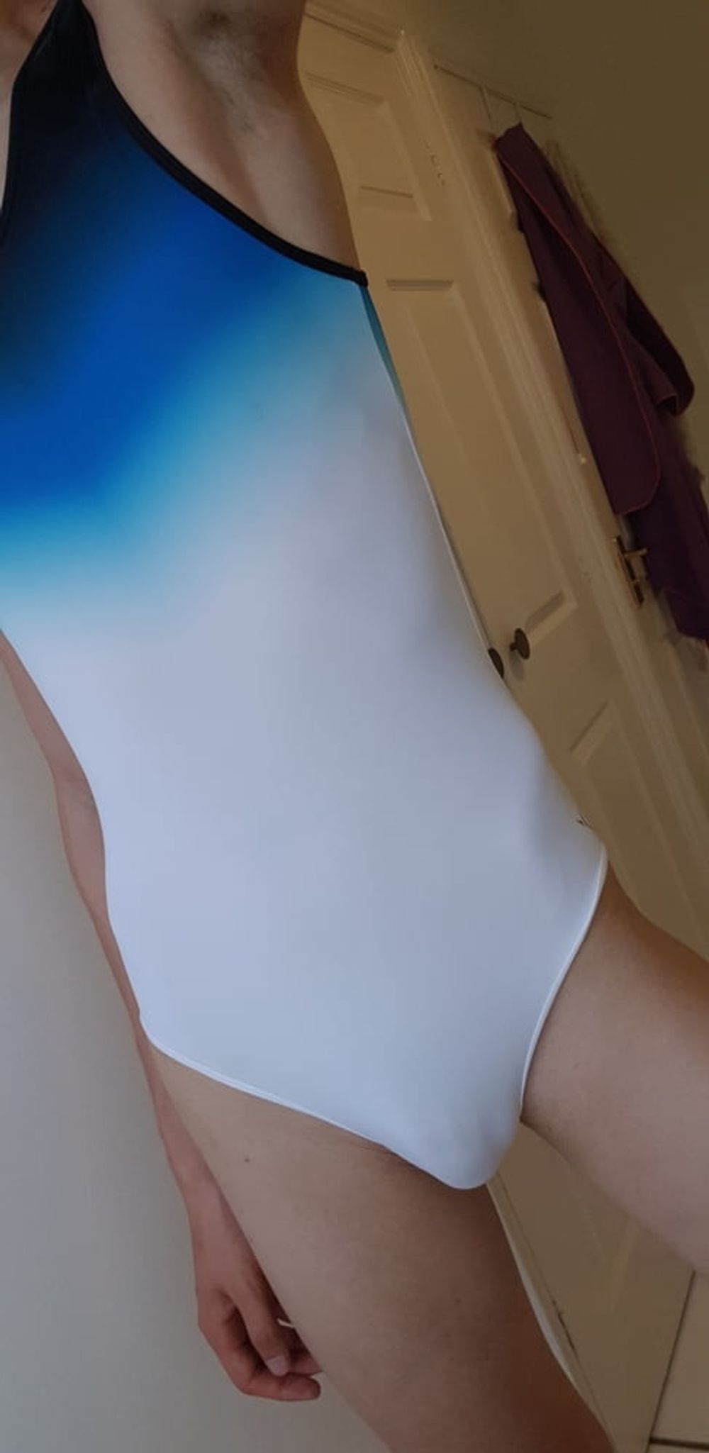 White and blue leotard #34