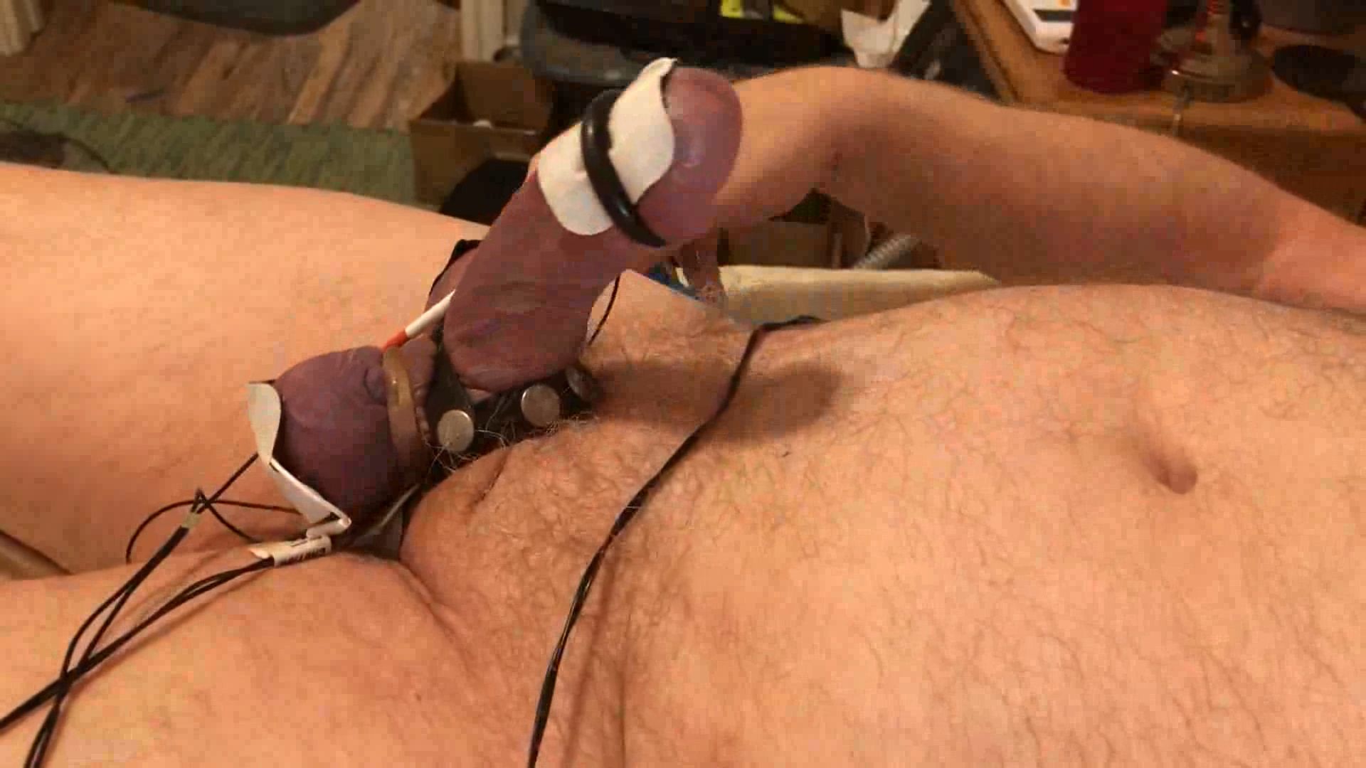 Cock twitches with estim pulse and precum flows as I slap an #35