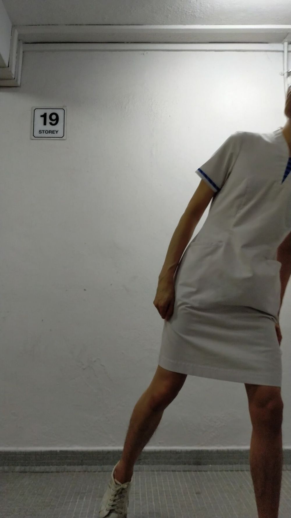 Secretly wearing a random woman&#039;s nurse dress. #12