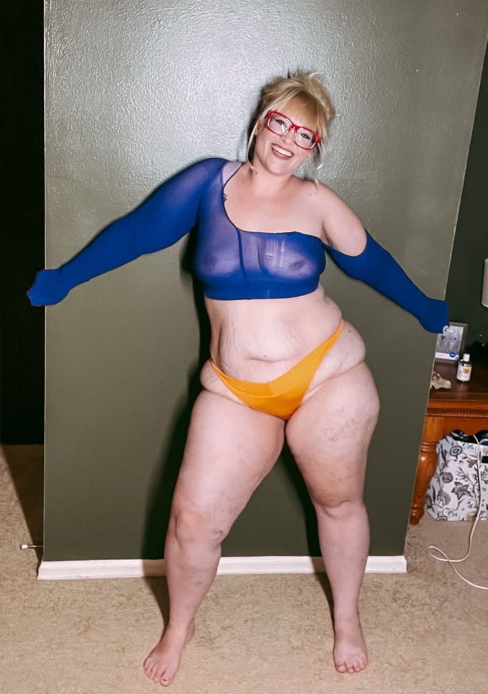 BBW Orange Thong Great Legs Fat Ass Curves MILF #16