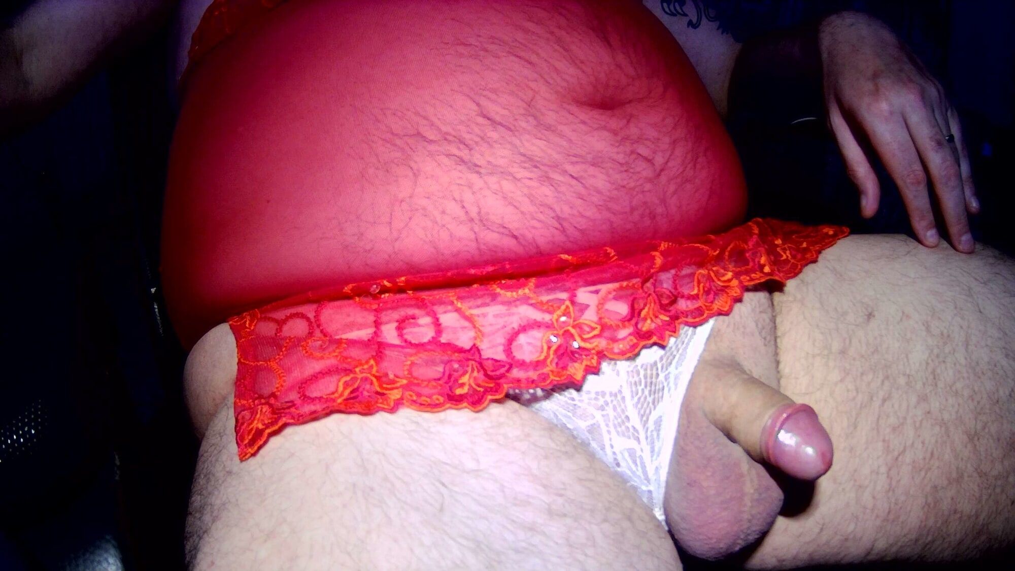 Red Sheer Basque and White Lace Panties #12