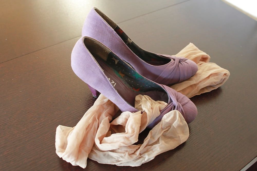 Violet heels, panties, bra, pantyhose #5