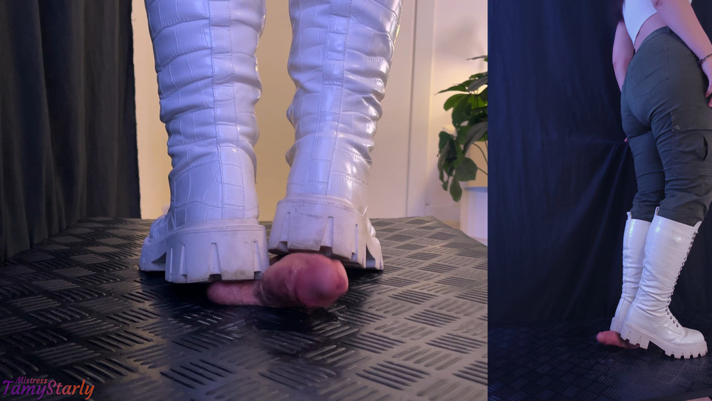 Aggressive Stomping Cock and Balls Wearing my Dirty Snow Boo #8