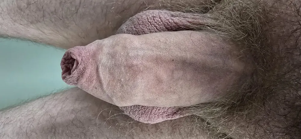 Hairy uncut cock huge foreskin close-up art #16