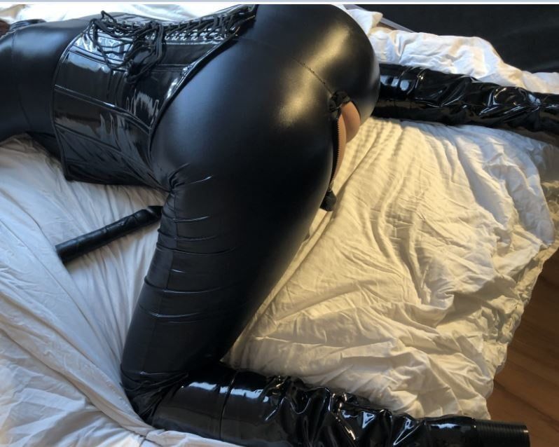 Black Catsuit, Boots, Corset and Vibrator  #22