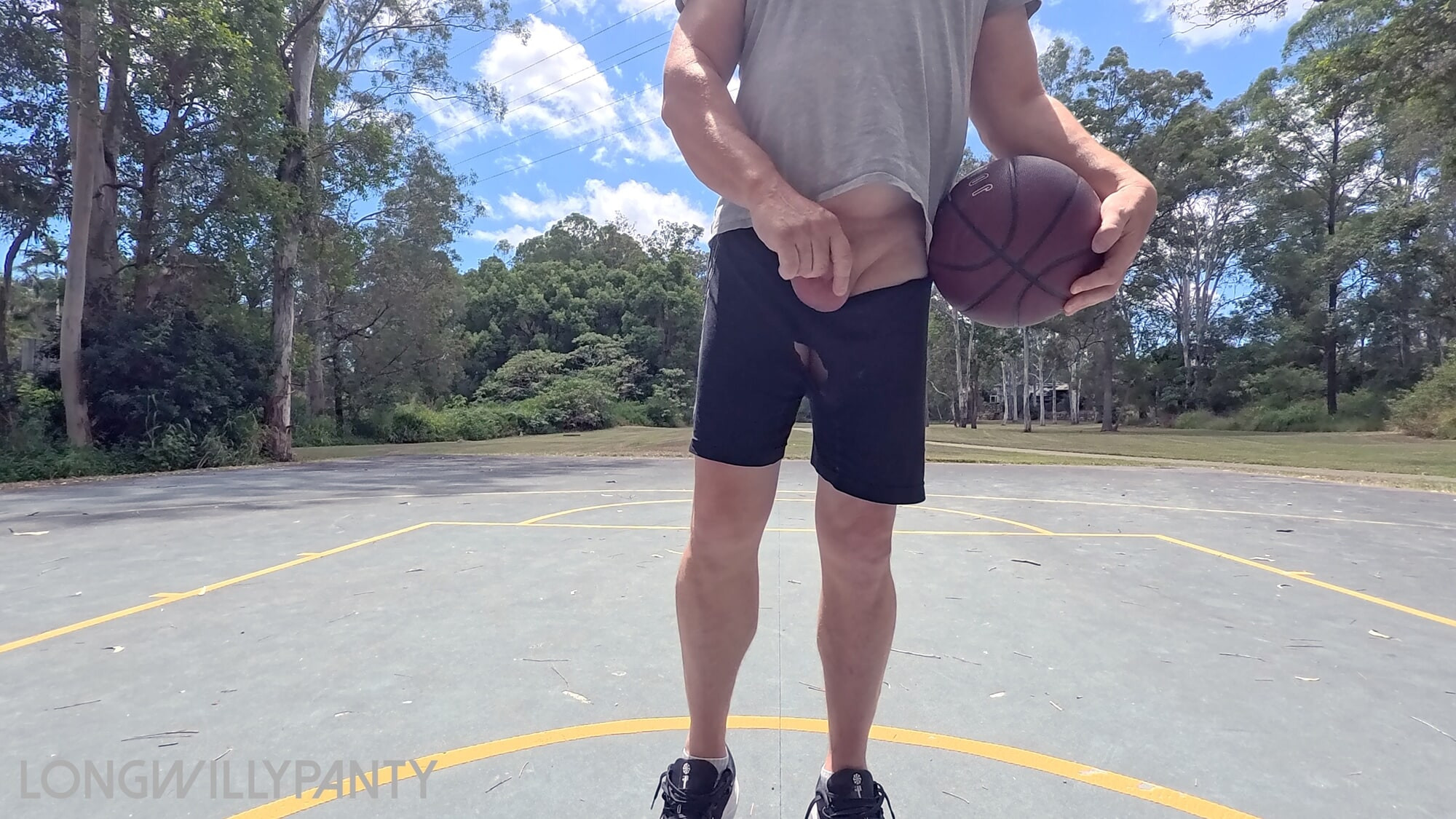 Straight guy hanging out his uncut cock at the public space. #17