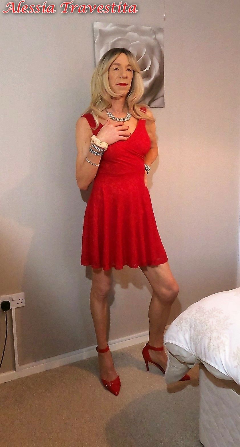 65 Alessia Travestita in Flirty Red Dress #42