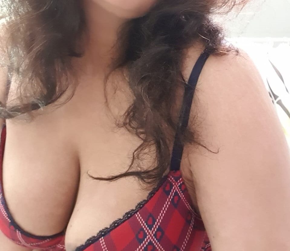 checkered bra , sexy neck line and boobs  #9