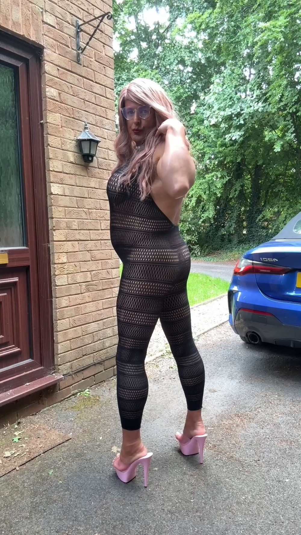 Sexy Crossdresser kellycd2022 in sexy black fishnet catsuit  #23
