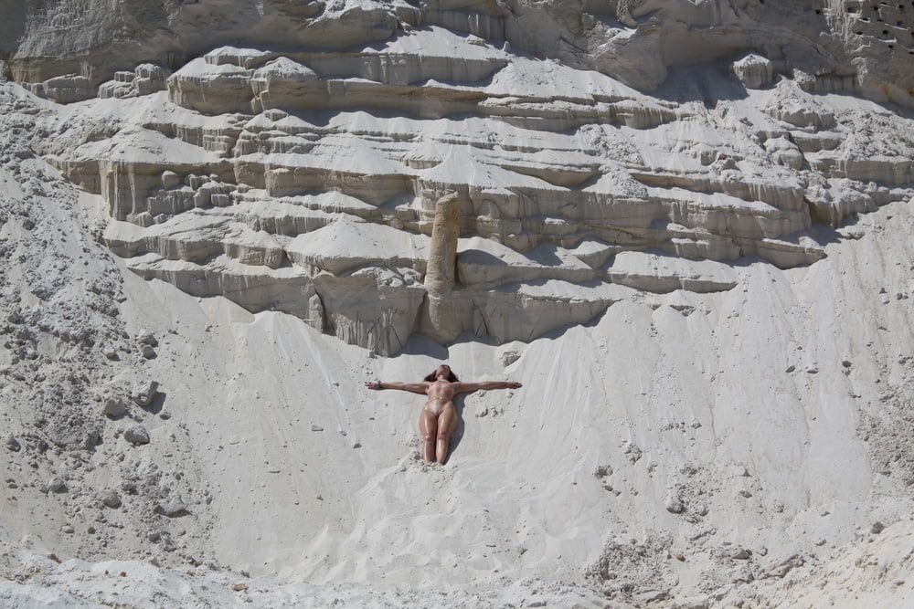 Bathing in white clay quarry #40