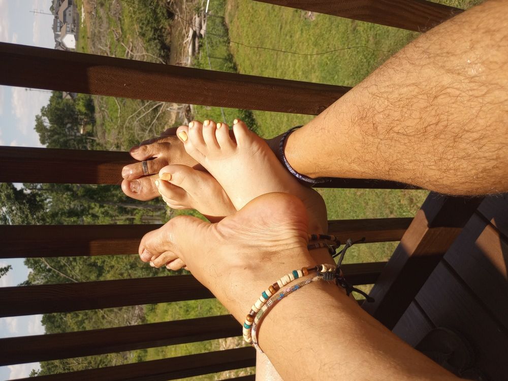 Showing off our bare feet outside #10