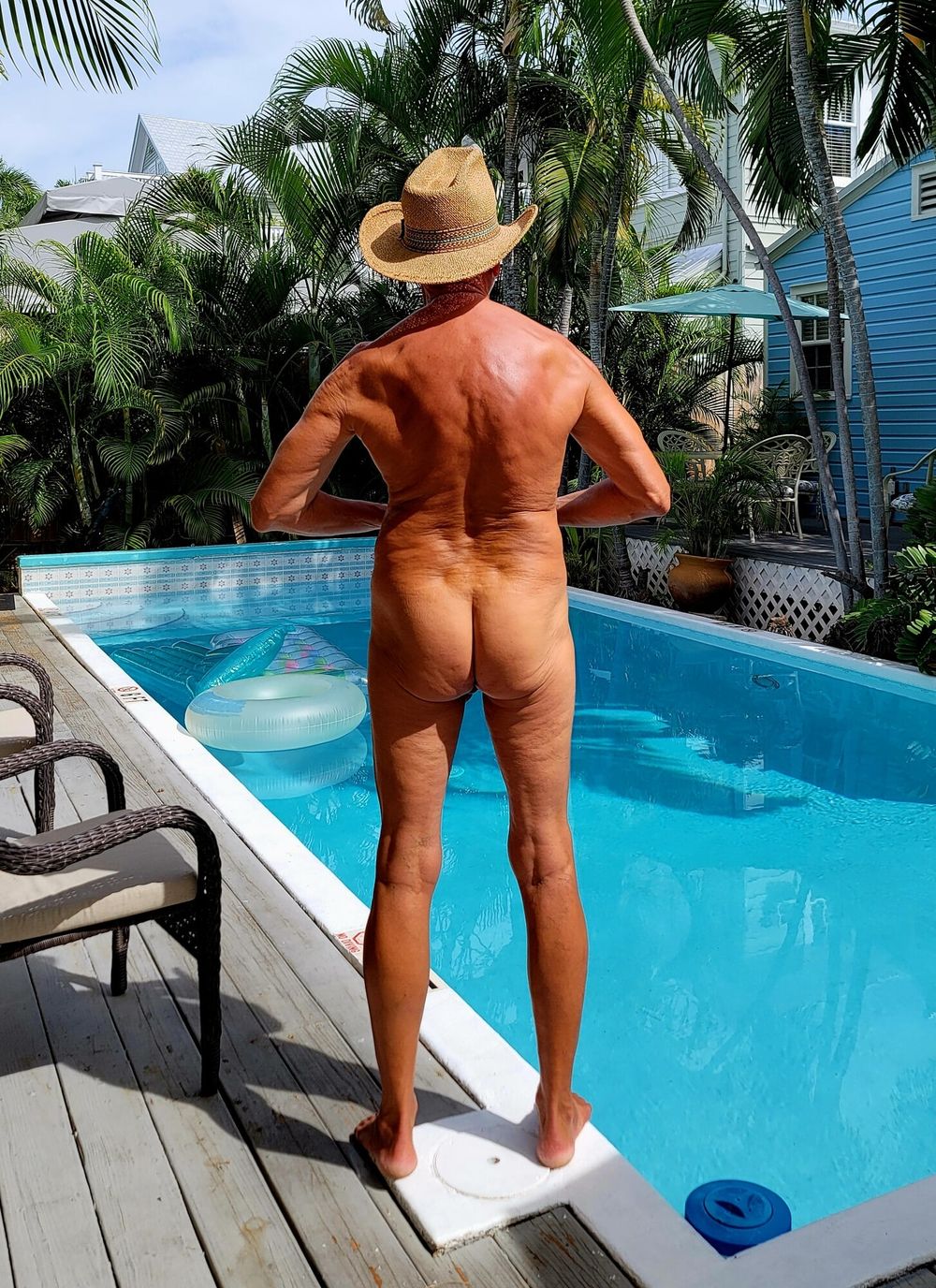 Naked Cowboy in Public at the Pool in Key West #6