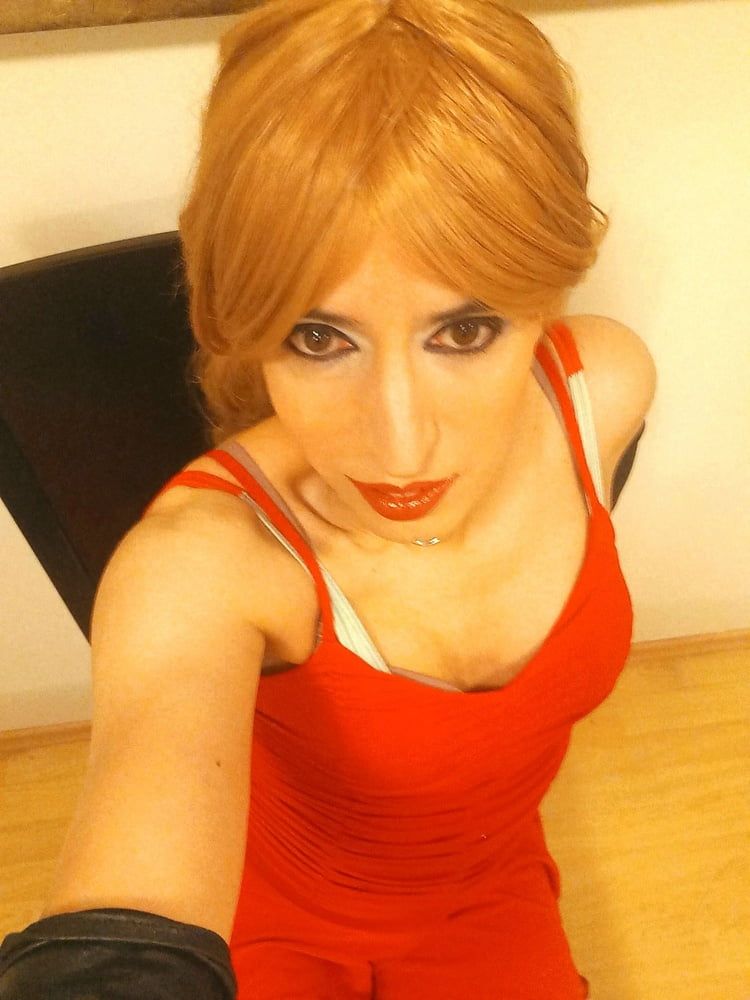 Sissy fagot in red dress #7