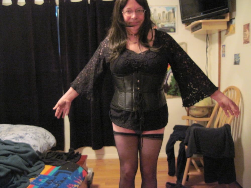 Trixie as DOM, in Lace, Coset & thigh highs #4
