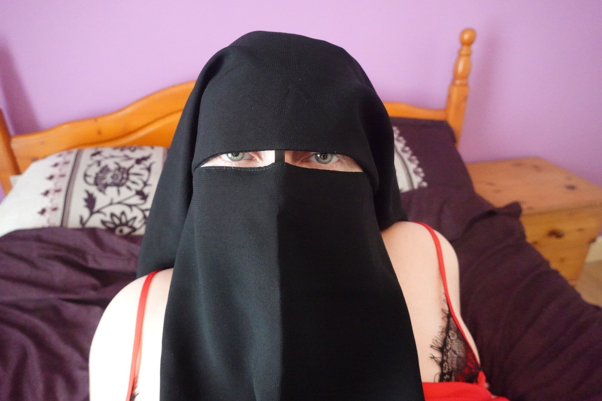 Wife in Niqab and silk nighty #22